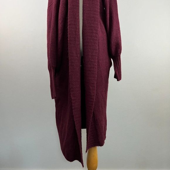 NWT AFRM Red Burgundy Long Open Cardigan (Plus‎ O/S) - Picture 4 of 10